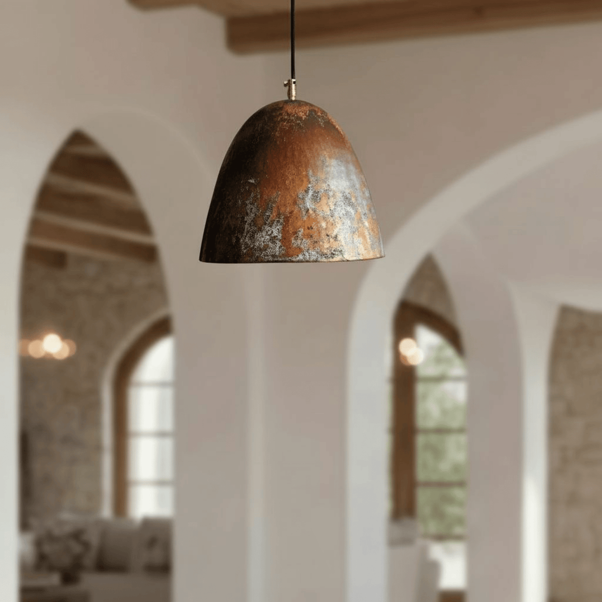 Oxidized Copper Dome Pendant – Rustic Ceiling Light for Warm Kitchen Spaces - BRASSDORIA