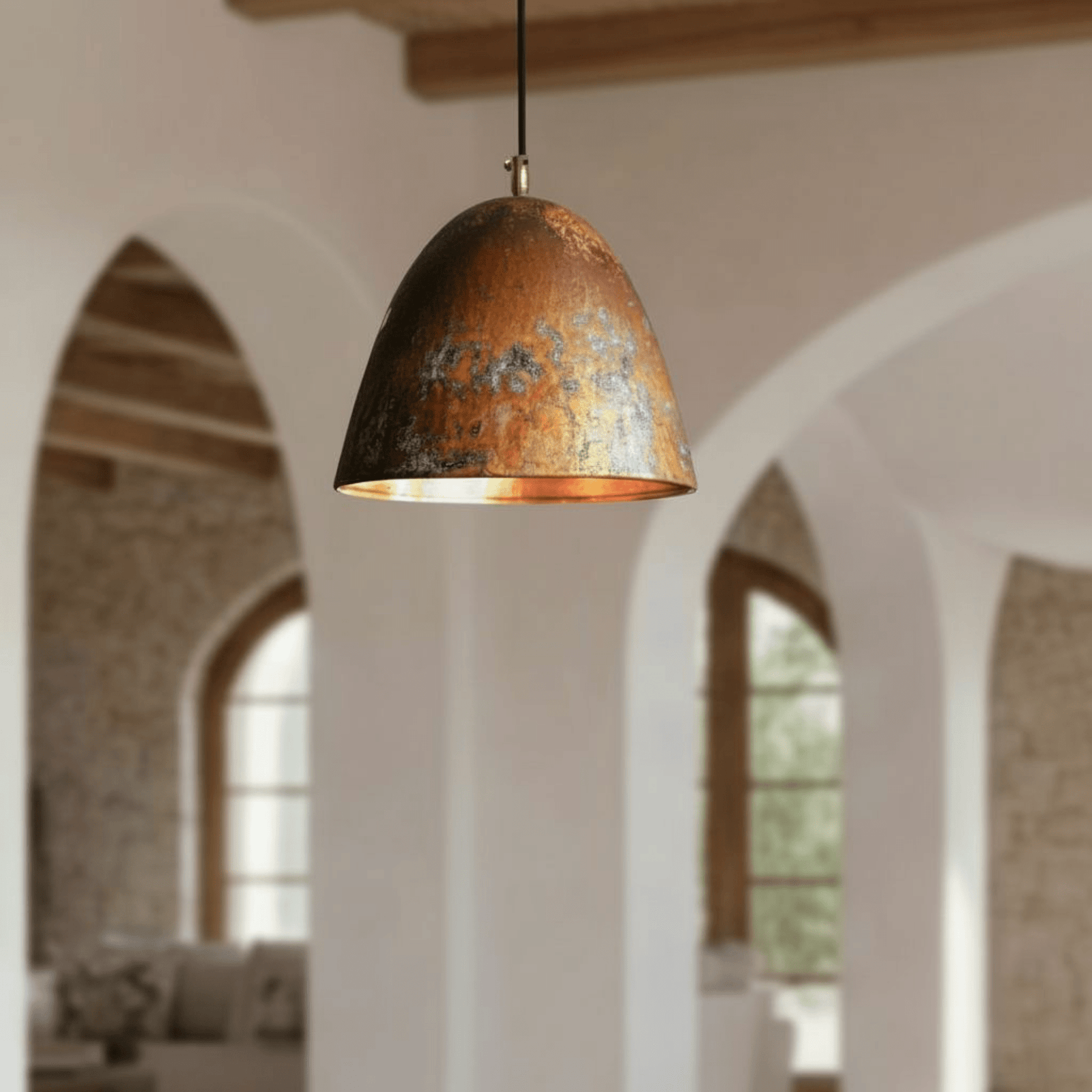 Oxidized Copper Dome Pendant – Rustic Ceiling Light for Warm Kitchen Spaces - BRASSDORIA