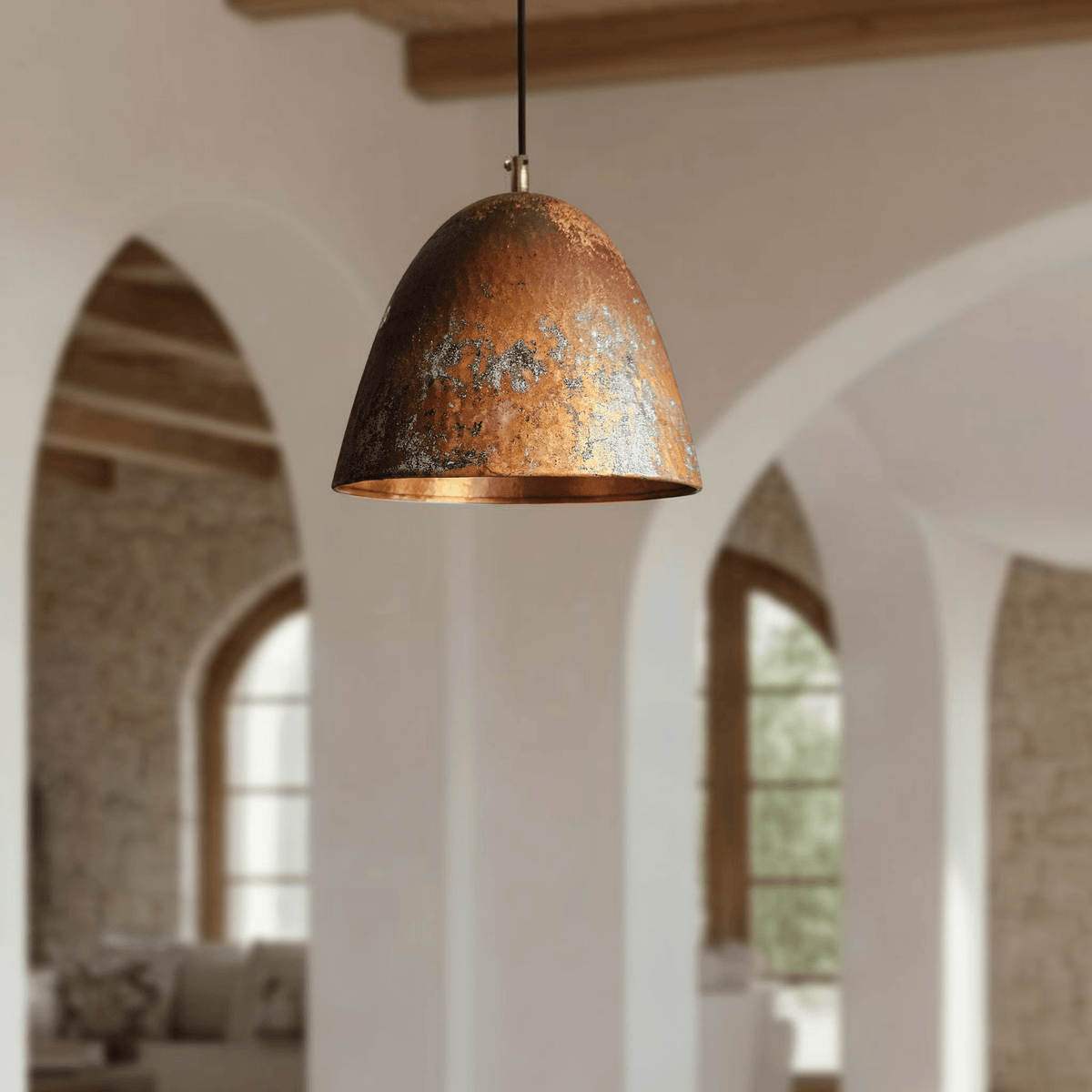 Oxidized Copper Dome Pendant – Rustic Ceiling Light for Warm Kitchen Spaces - BRASSDORIA