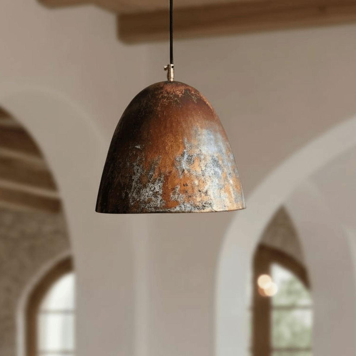 Oxidized Copper Dome Pendant – Rustic Ceiling Light for Warm Kitchen Spaces - BRASSDORIA