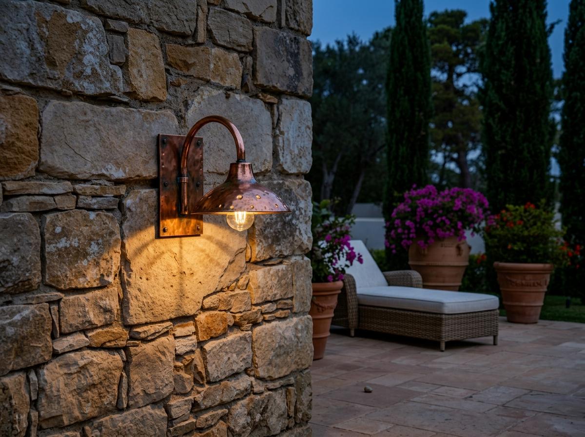 Personalised 9 Handmade Copper Gooseneck Wall Sconce, Rustic Farmhouse Outdoor Light - BRASSDORIA