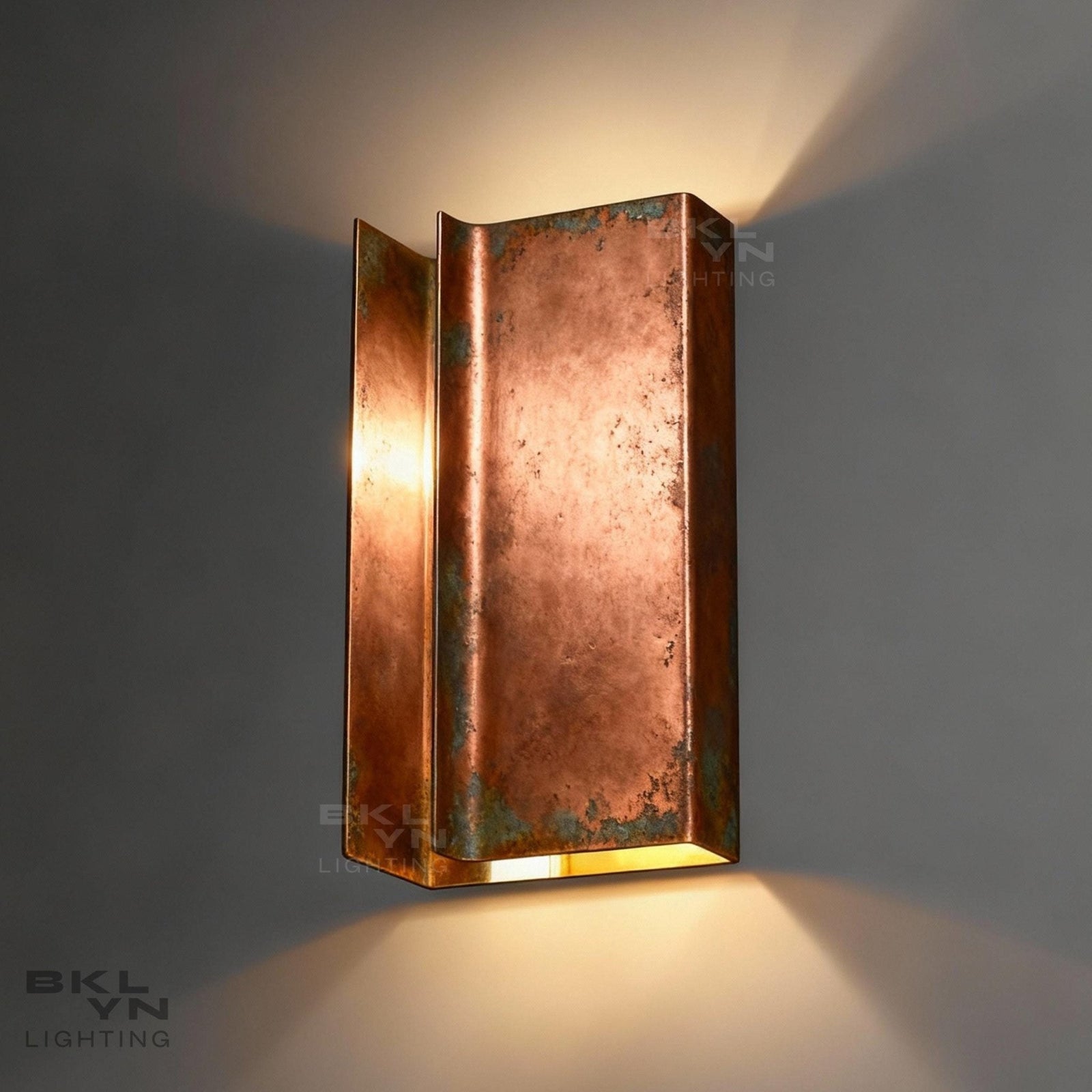 Personalized Green Patina Handcrafted Verdigris Copper Wall Sconce | Plug-In Version with On/Off Switch | Handmade Moroccan Lighting - BRASSDORIA