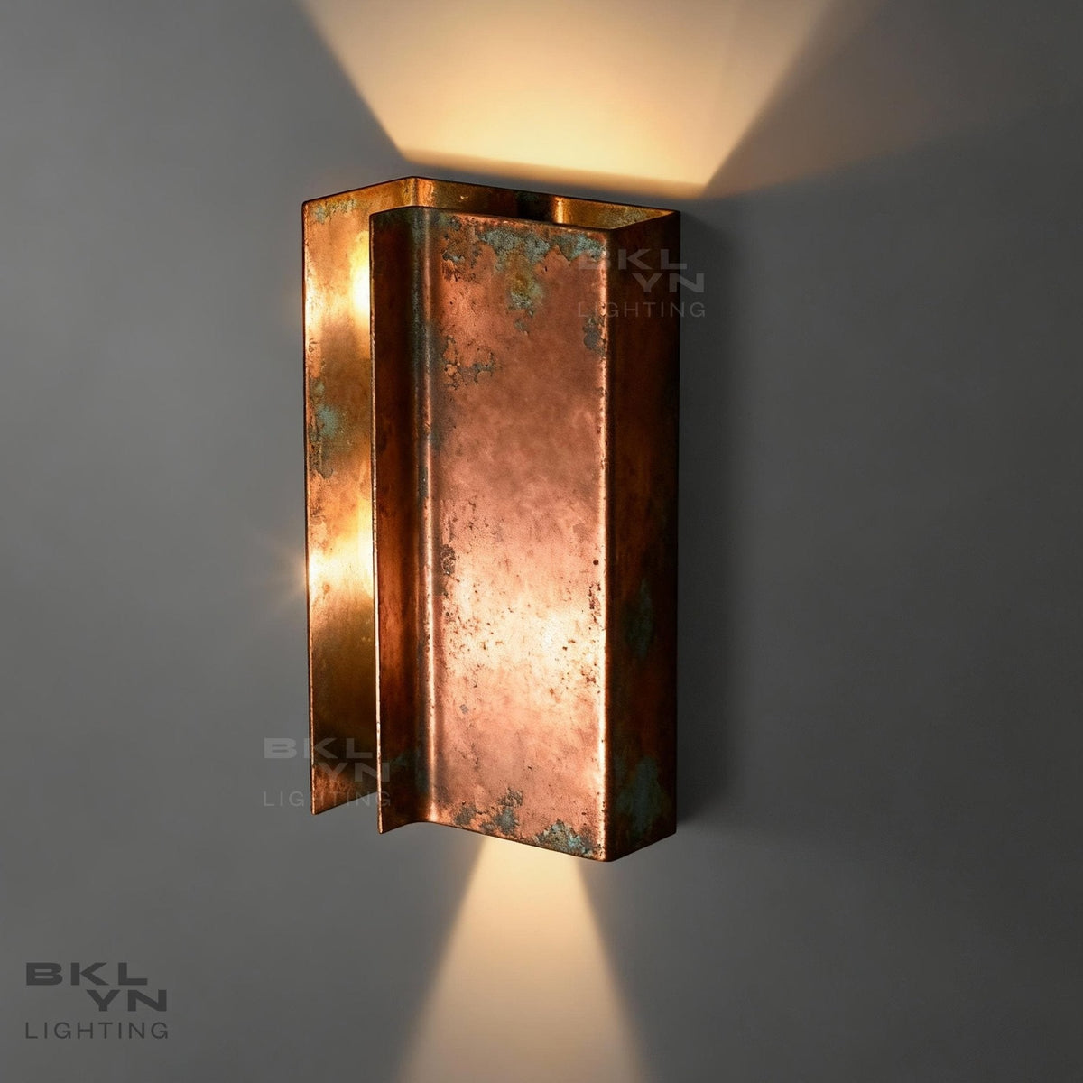 Personalized Green Patina Handcrafted Verdigris Copper Wall Sconce | Plug-In Version with On/Off Switch | Handmade Moroccan Lighting - BRASSDORIA