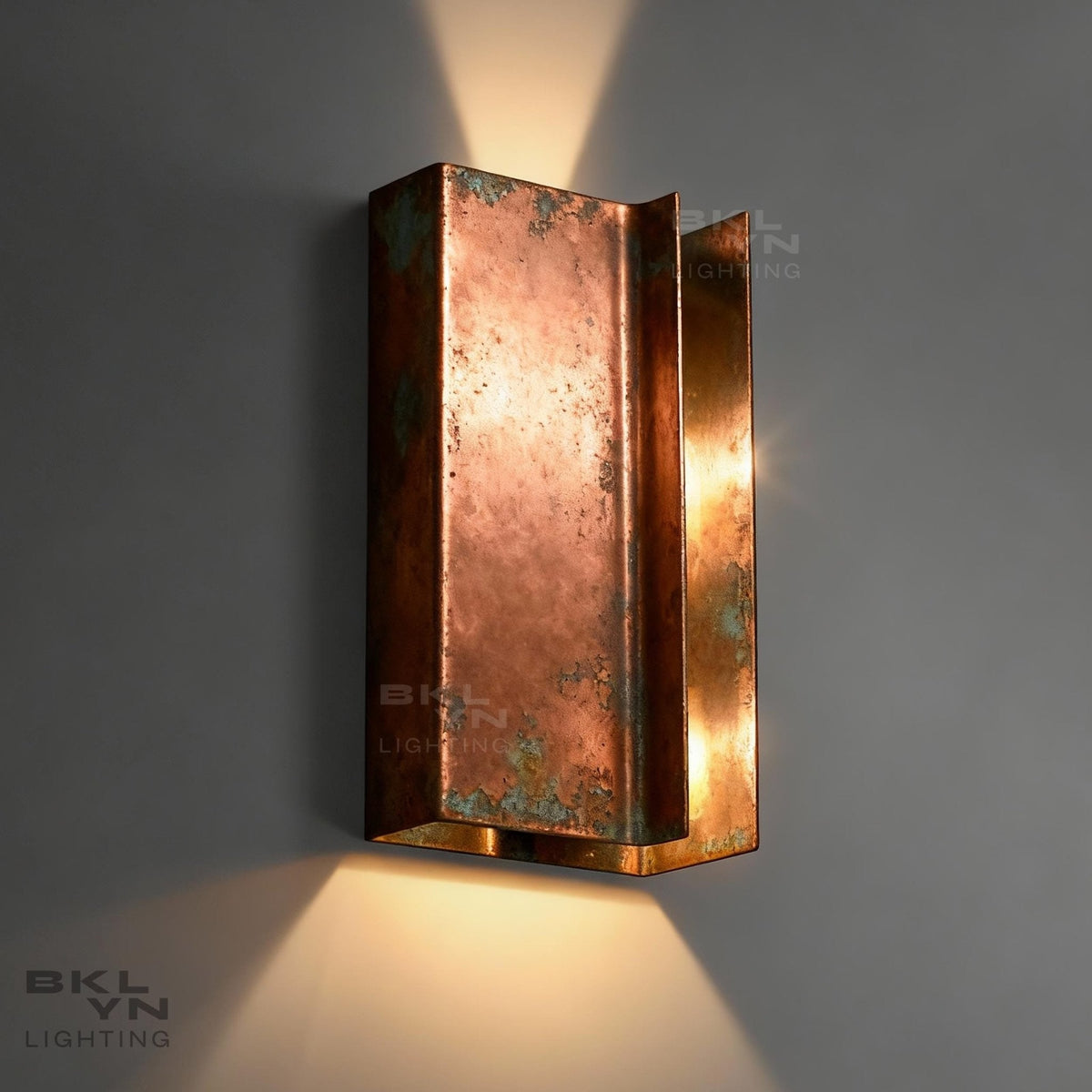 Personalized Green Patina Handcrafted Verdigris Copper Wall Sconce | Plug-In Version with On/Off Switch | Handmade Moroccan Lighting - BRASSDORIA