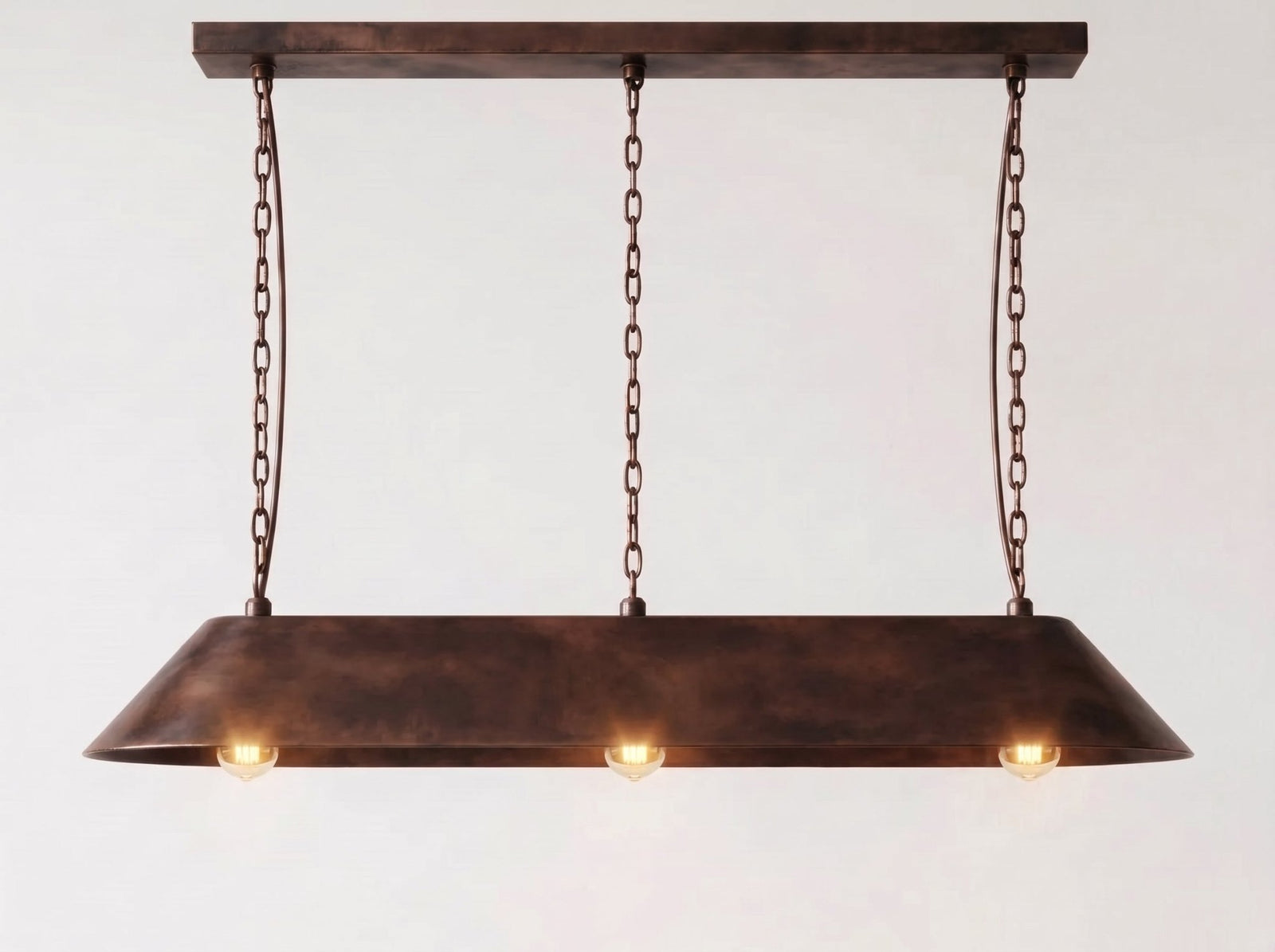 Rebecca Linear Pendant Light Patinated Copper | Rustic Modern Bar Lighting | Handmade Ceiling Fixture for Kitchen - BRASSDORIA