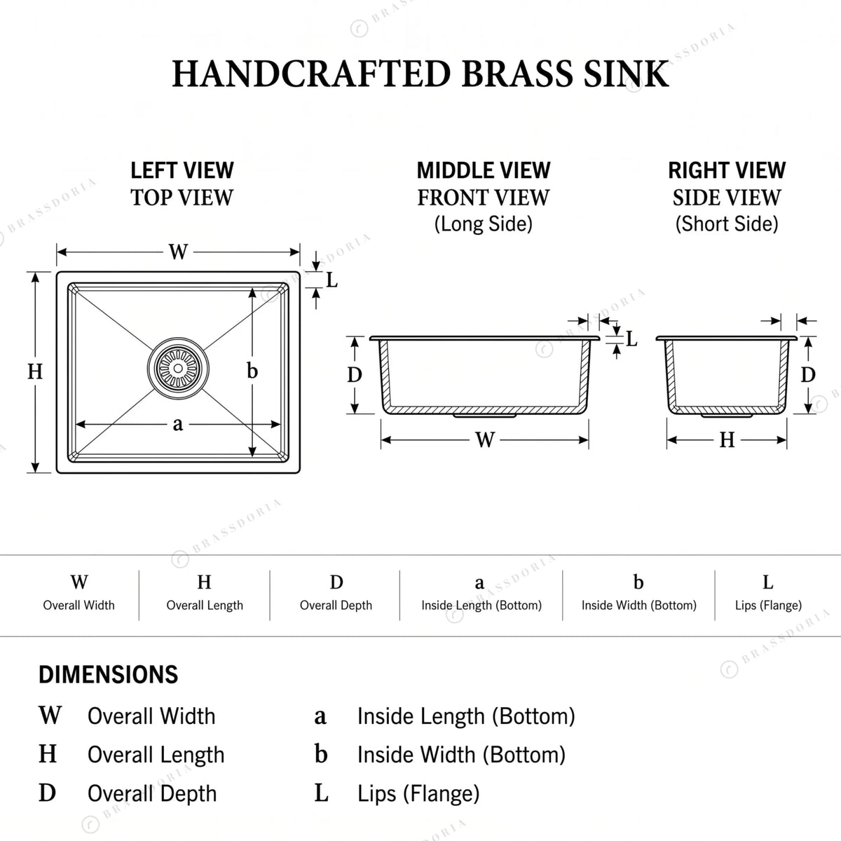 Rectangular Brass Kitchen Sink – Handmade Drop-In Kitchen Sink - BRASSDORIA