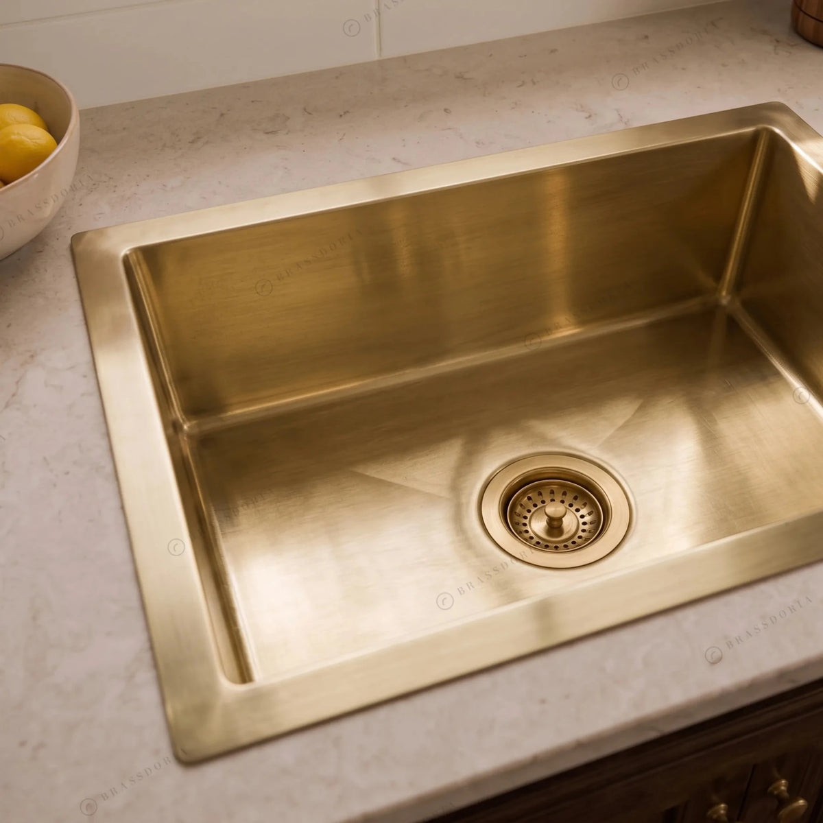 Rectangular Brass Kitchen Sink – Handmade Drop-In Kitchen Sink - BRASSDORIA