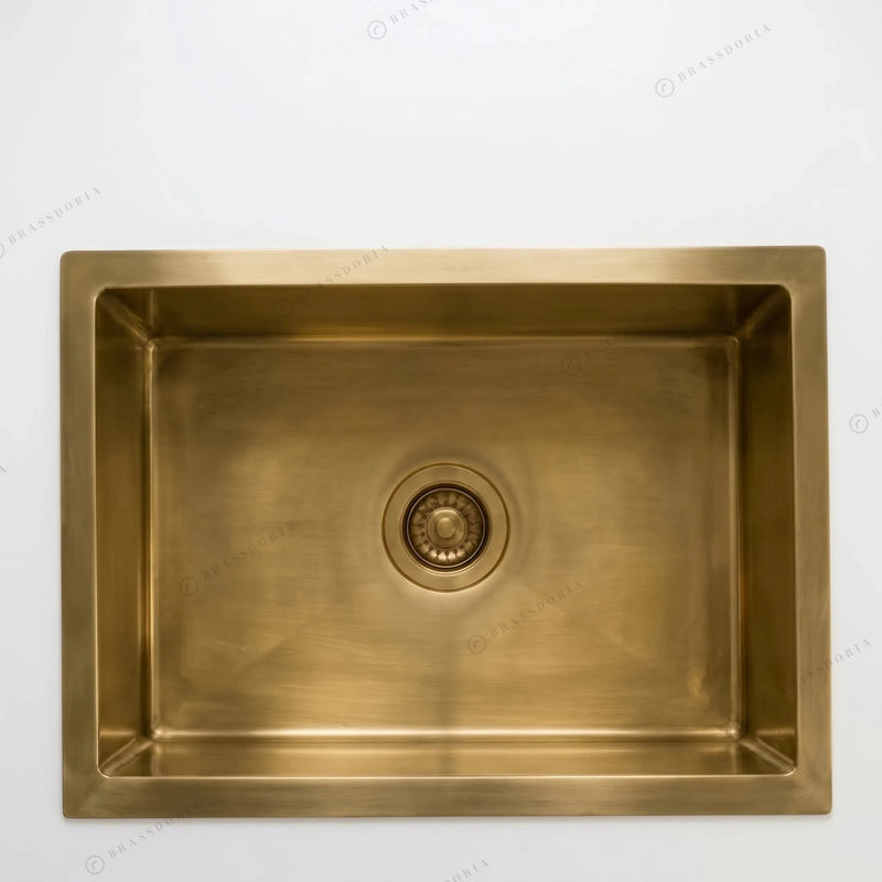 Rectangular Brass Kitchen Sink – Handmade Drop-In Kitchen Sink - BRASSDORIA