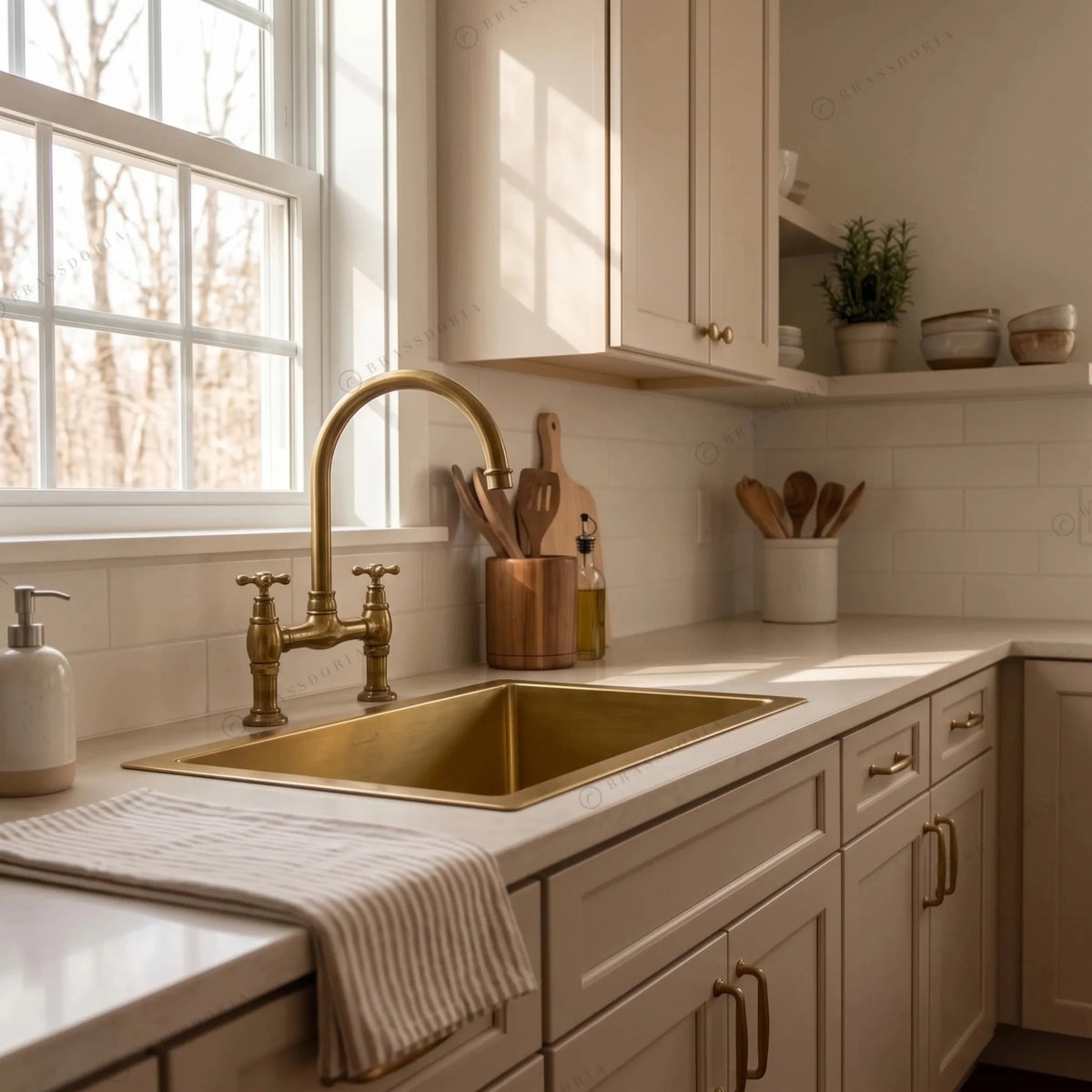 Rectangular Brass Kitchen Sink – Handmade Drop-In Kitchen Sink - BRASSDORIA