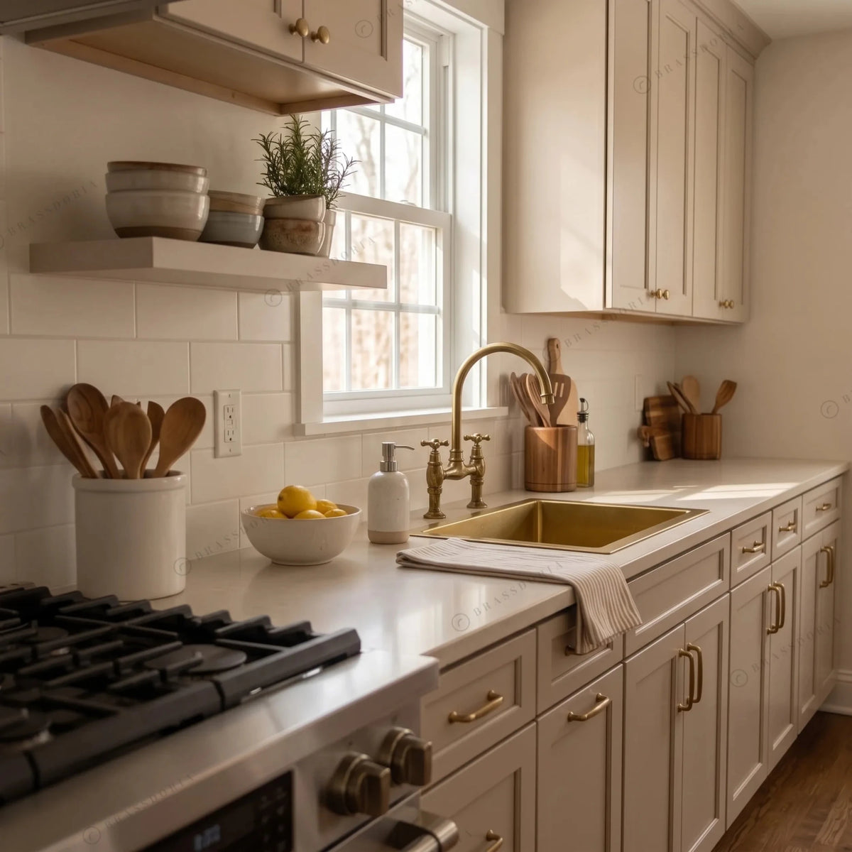 Rectangular Brass Kitchen Sink – Handmade Drop-In Kitchen Sink - BRASSDORIA