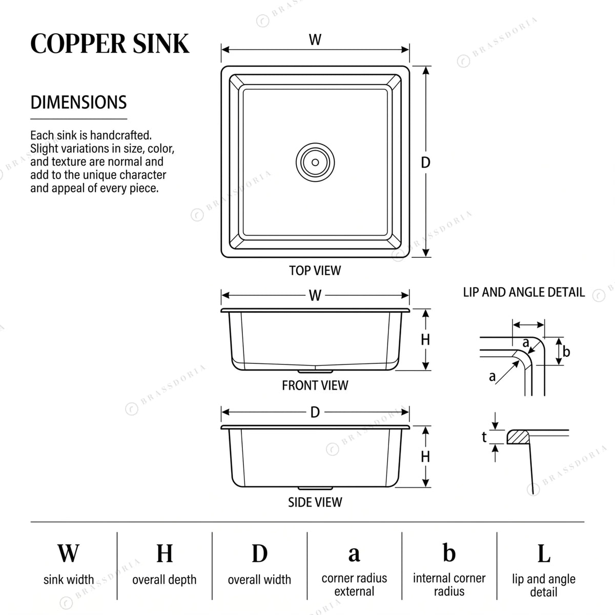 Rectangular Copper Kitchen Sink – Polished Smooth Finish - BRASSDORIA
