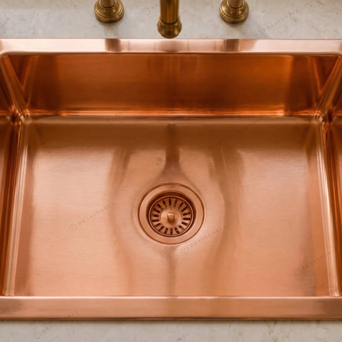 Rectangular Copper Kitchen Sink – Polished Smooth Finish - BRASSDORIA