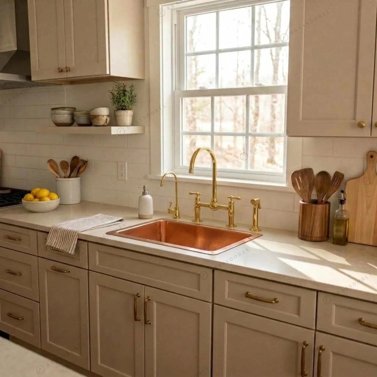 Rectangular Copper Kitchen Sink – Polished Smooth Finish - BRASSDORIA