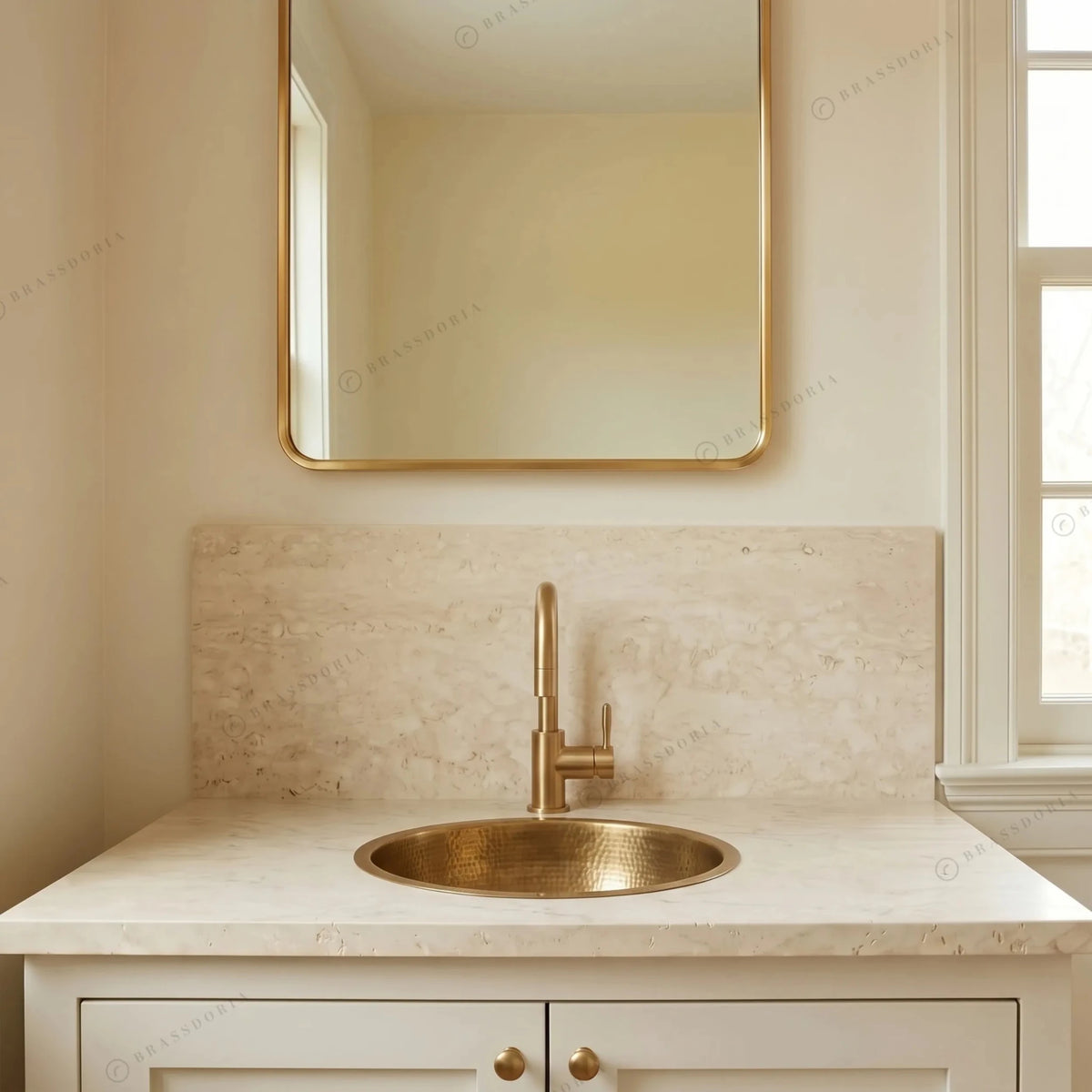 Round Aged Brass Bar Sink – Kitchen Wet Area Hammered Prep Basin - BRASSDORIA