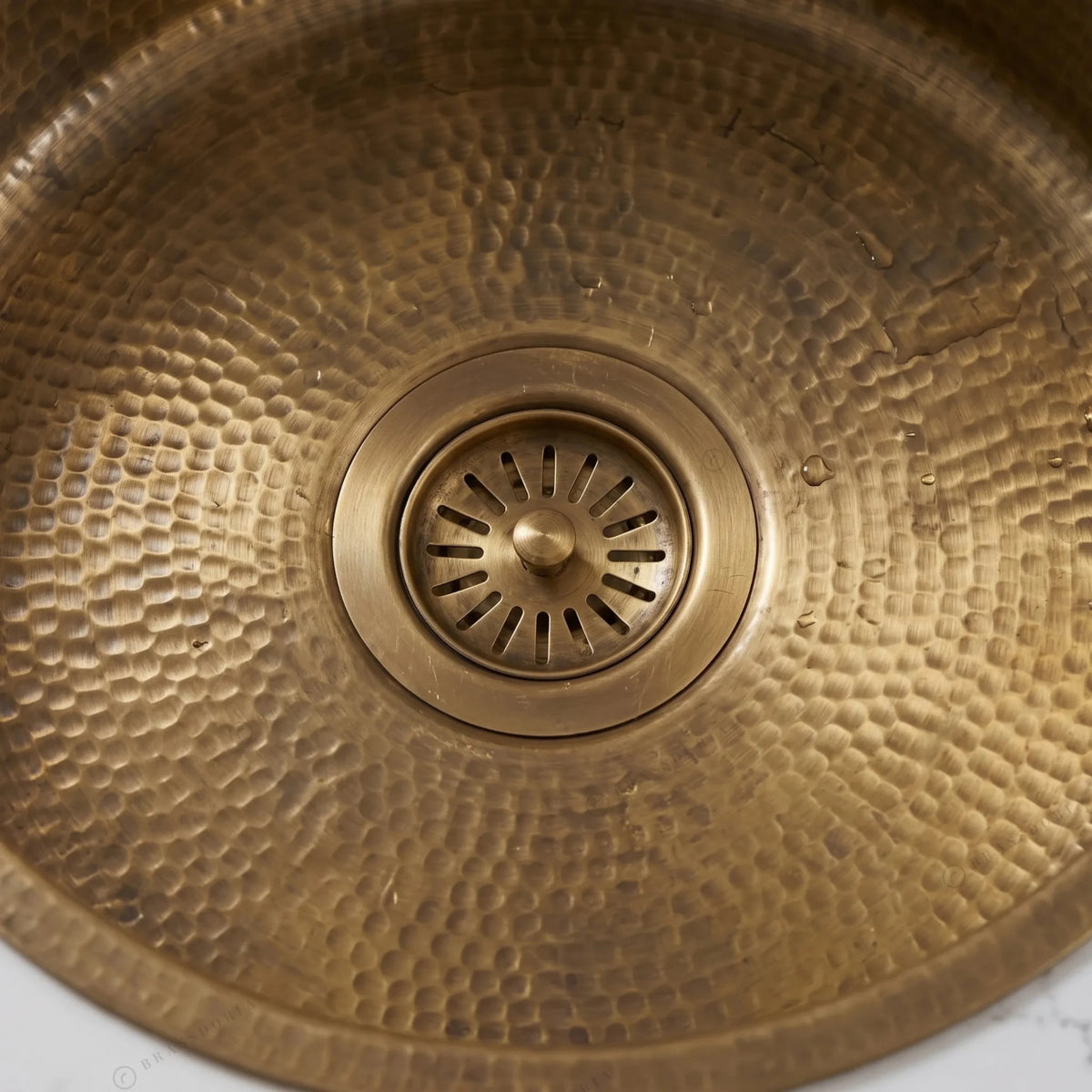 Round Aged Brass Bar Sink – Kitchen Wet Area Hammered Prep Basin - BRASSDORIA