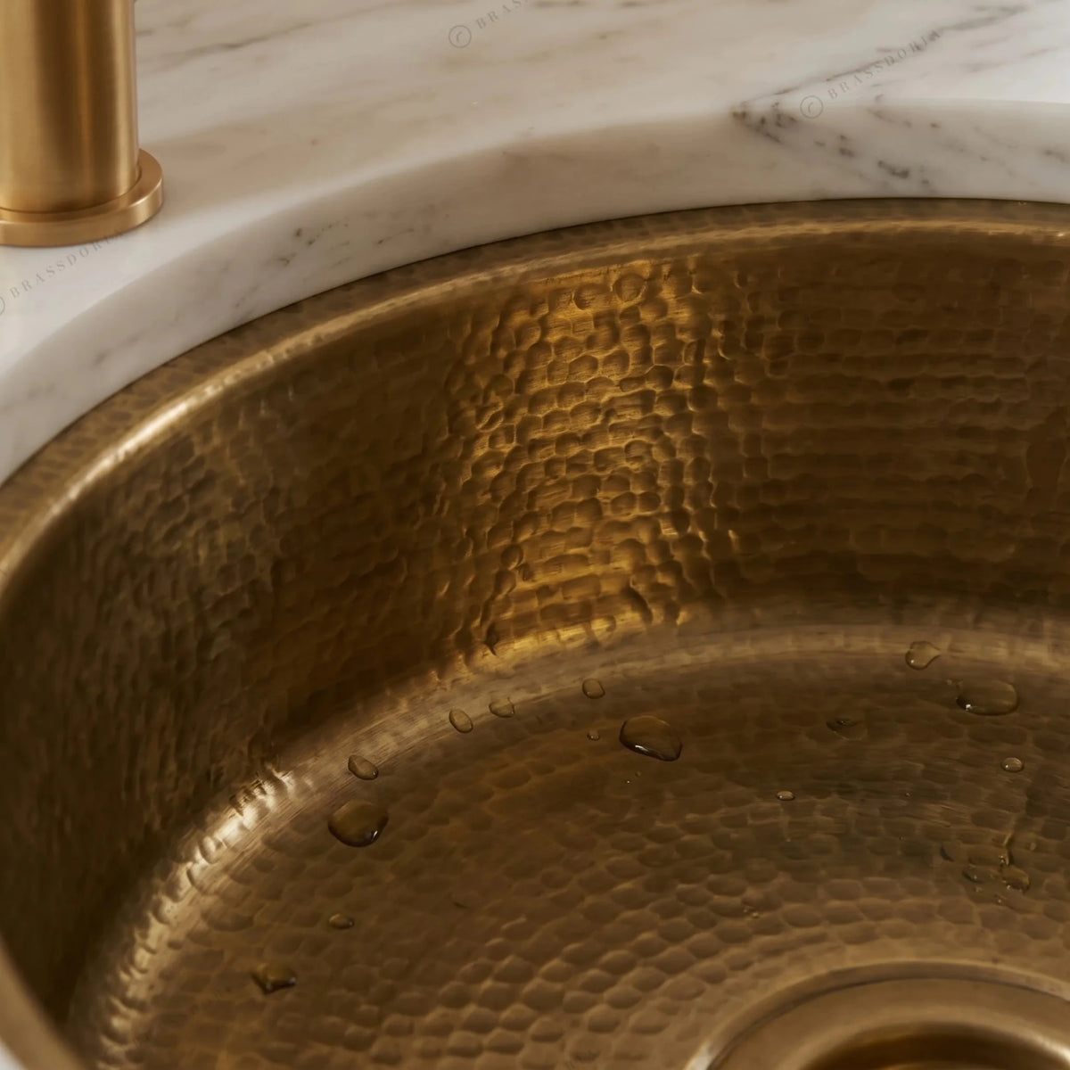 Round Aged Brass Bar Sink – Kitchen Wet Area Hammered Prep Basin - BRASSDORIA