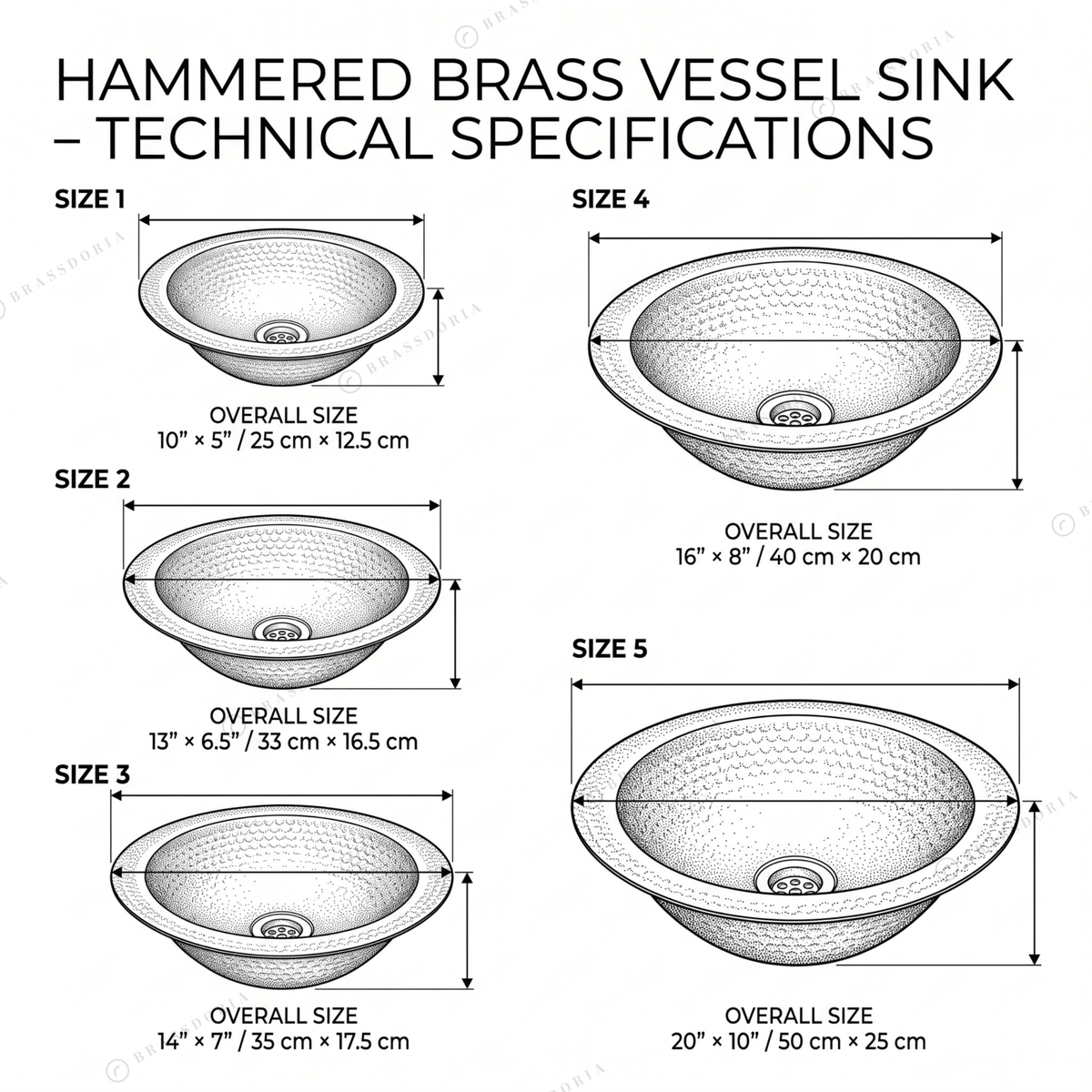 Round Brass Drop-In Sink – Round Hammered Brass Bathroom Sink - BRASSDORIA