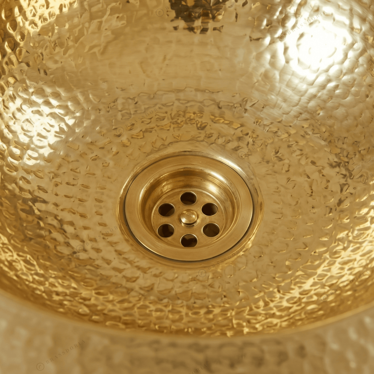 Round Brass Drop-In Sink – Round Hammered Brass Bathroom Sink - BRASSDORIA