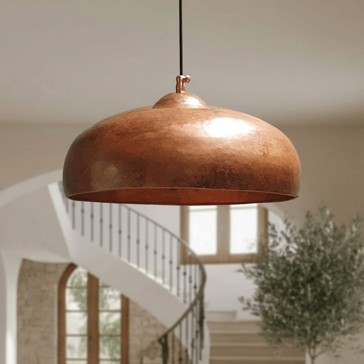 Rustic Copper Pendant Lights – Solid Dome Ceiling Fixtures for Kitchens - BRASSDORIA