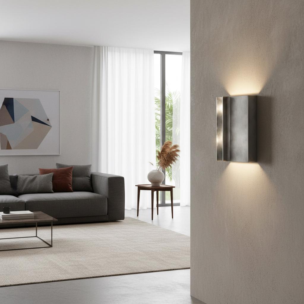 Silver Up-Down Wall Sconce – Handmade Rectangular Wall Light - BRASSDORIA