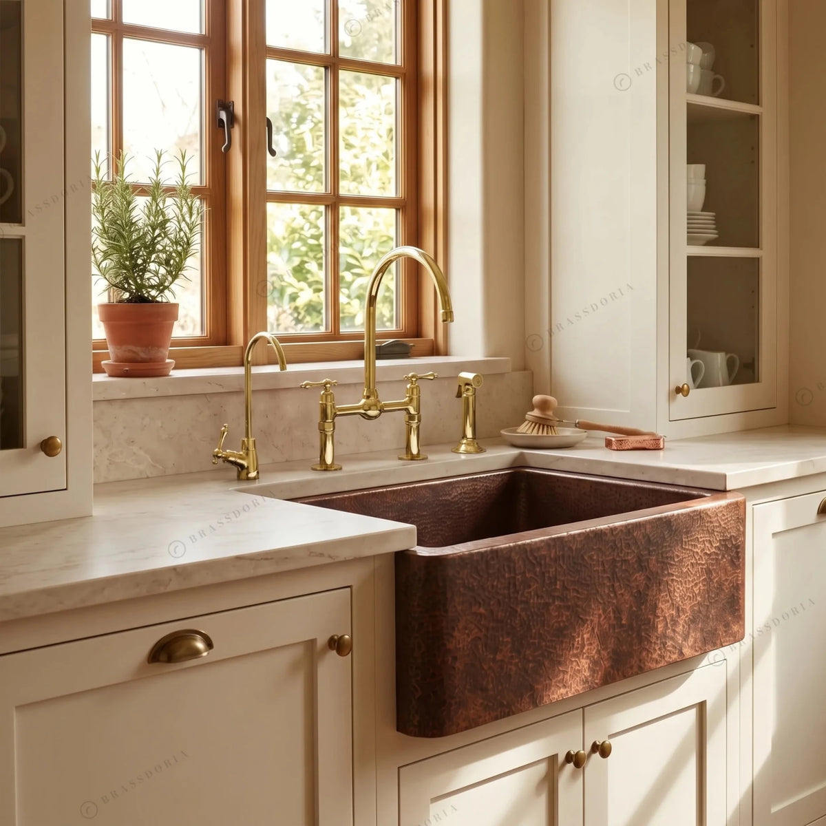 Single Apron Copper Farmhouse Sink – Lona - BRASSDORIA