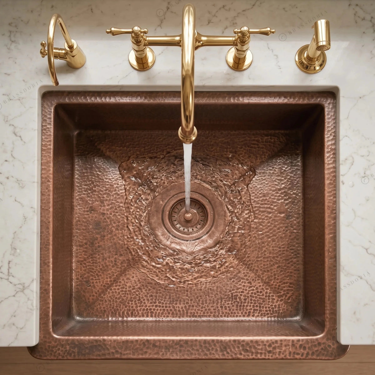 Single Apron Copper Farmhouse Sink – Lona - BRASSDORIA