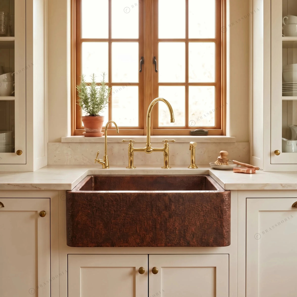 Single Apron Copper Farmhouse Sink – Lona - BRASSDORIA