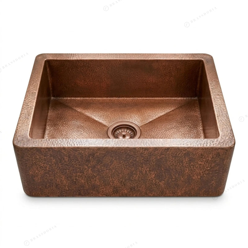 Single Apron Copper Farmhouse Sink – Lona - BRASSDORIA