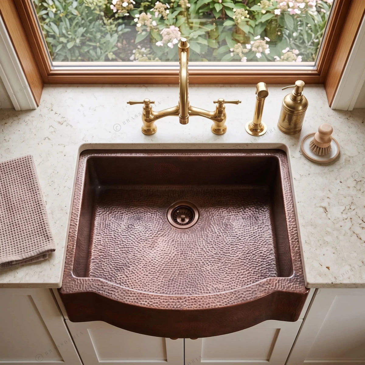 Single Basin Patina Copper Farmhouse Sink – Grande - BRASSDORIA