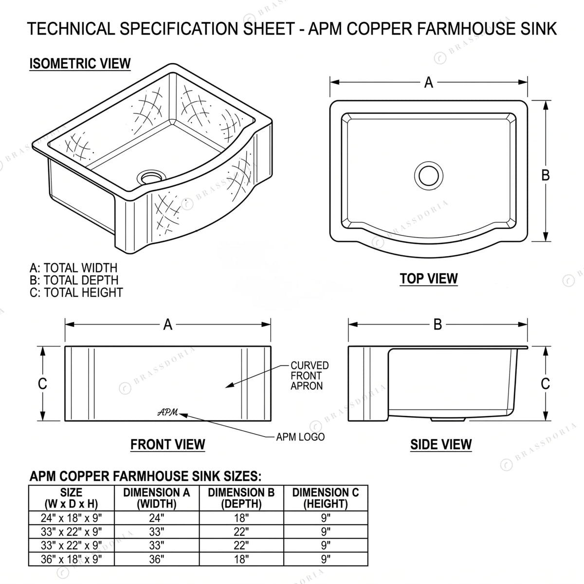 Single Basin Patina Copper Farmhouse Sink – Grande - BRASSDORIA