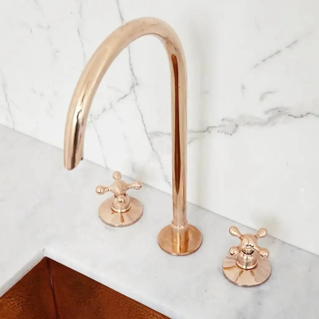 Snake Style Widespread 3 Holes Solid Unlacquered Brass Faucet - BRASSDORIA