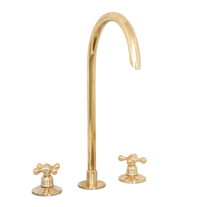 Snake Style Widespread 3 Holes Solid Unlacquered Brass Faucet - BRASSDORIA