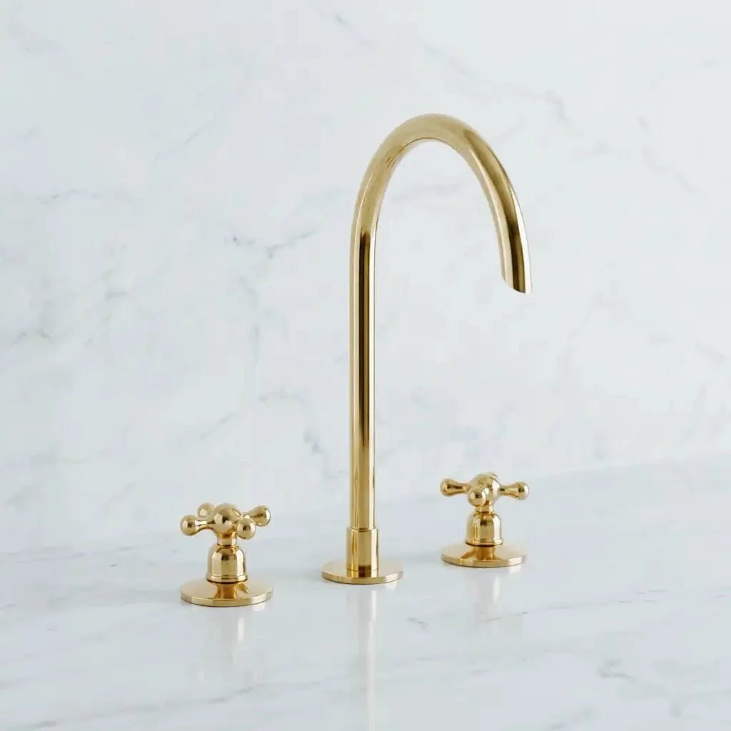 Snake Style Widespread 3 Holes Solid Unlacquered Brass Faucet - BRASSDORIA
