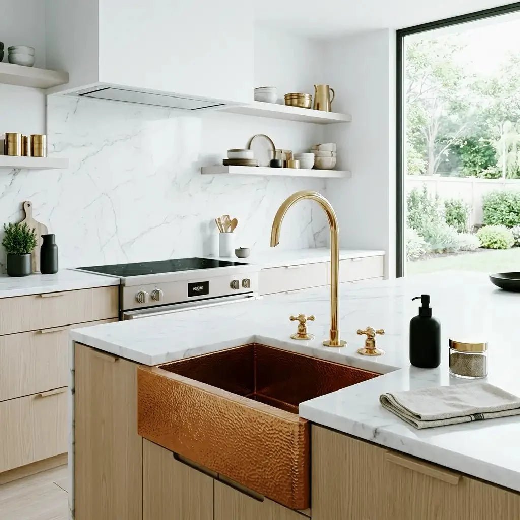 Snake Style Widespread 3 Holes Solid Unlacquered Brass Faucet - BRASSDORIA
