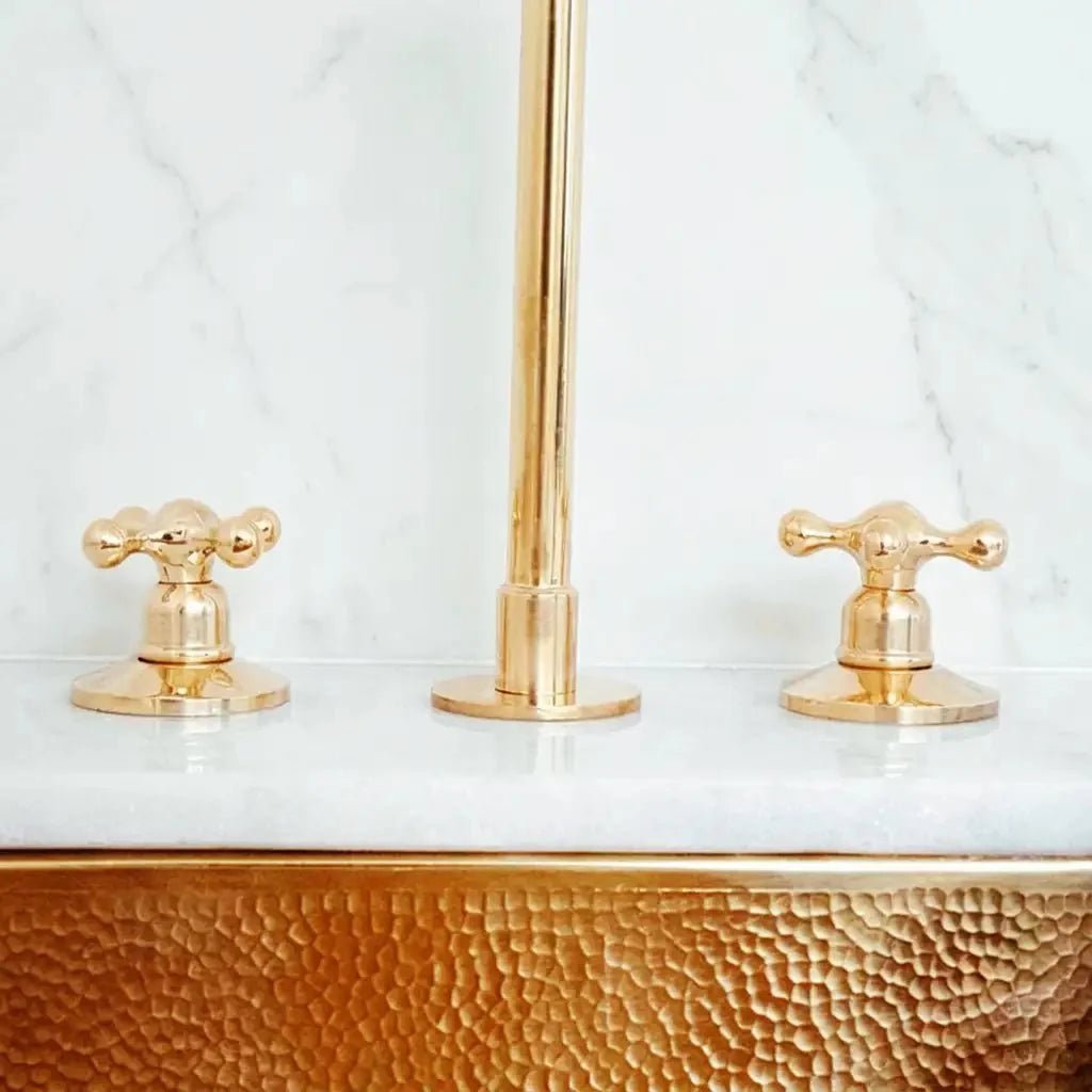 Snake Style Widespread 3 Holes Solid Unlacquered Brass Faucet - BRASSDORIA