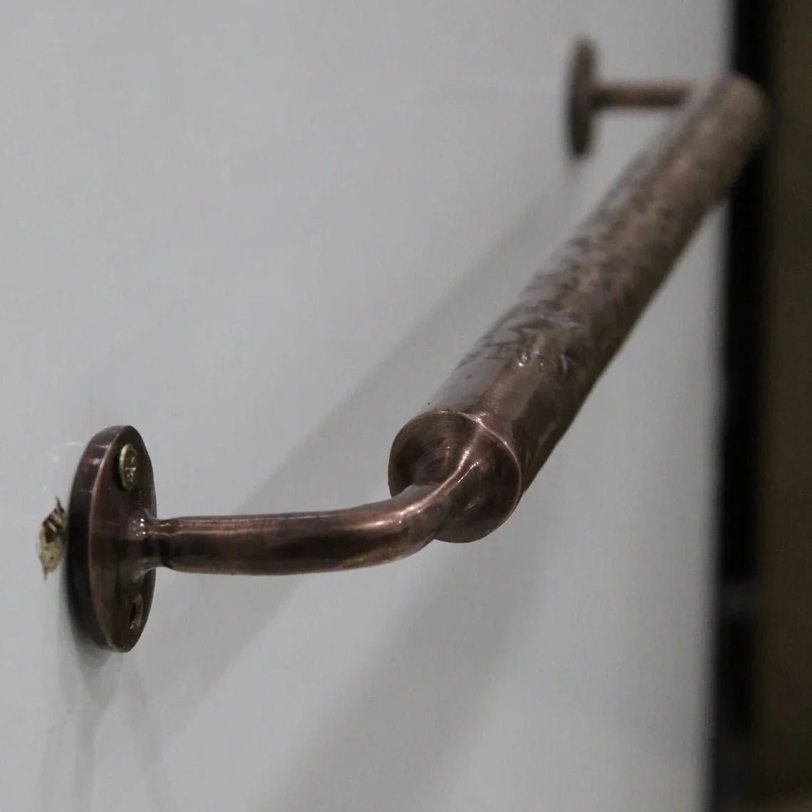 Solid Aged Copper Bathroom Towel Bar - BRASSDORIA