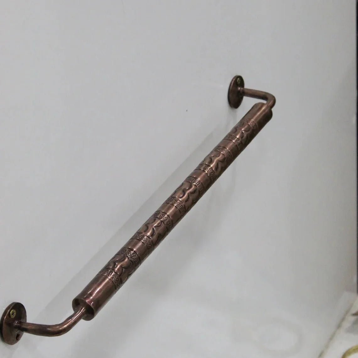 Solid Aged Copper Bathroom Towel Bar - BRASSDORIA