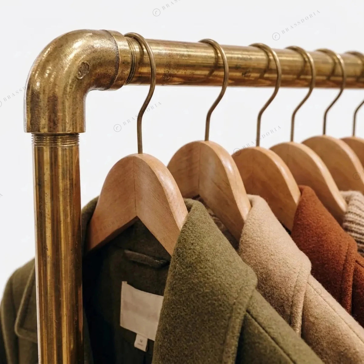 Solid Brass Clothing Rack – Freestanding Pipe Garment Rack in 7 Finishes - BRASSDORIA