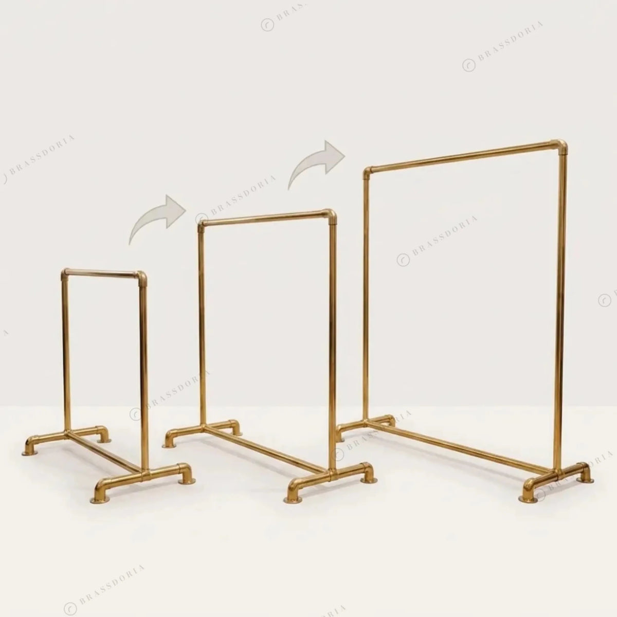 Solid Brass Clothing Rack – Freestanding Pipe Garment Rack in 7 Finishes - BRASSDORIA