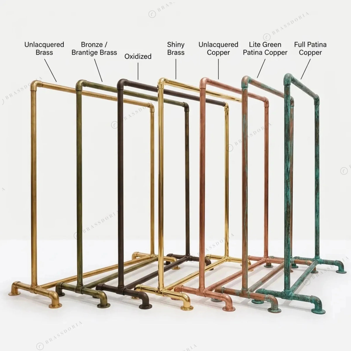 Solid Brass Clothing Rack – Freestanding Pipe Garment Rack in 7 Finishes - BRASSDORIA