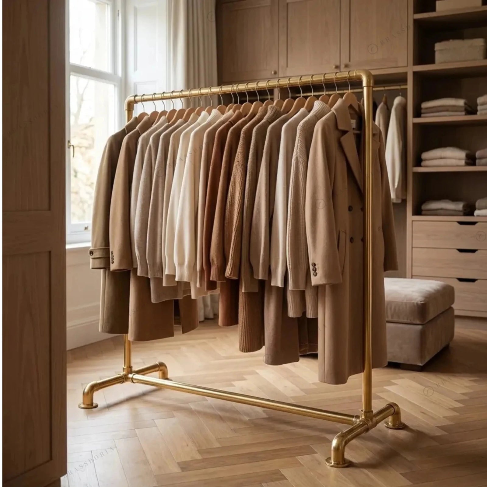 Solid Brass Clothing Rack – Freestanding Pipe Garment Rack in 7 Finishes - BRASSDORIA