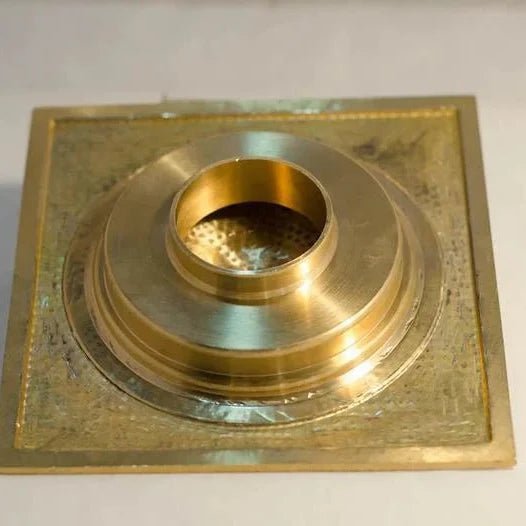 Solid Brass Floor Drain, Hammered Square Shower Drain - BRASSDORIA