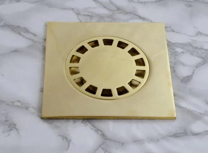 Solid Brass Floor Drain, Unlacquered Square Shower Drain - BRASSDORIA
