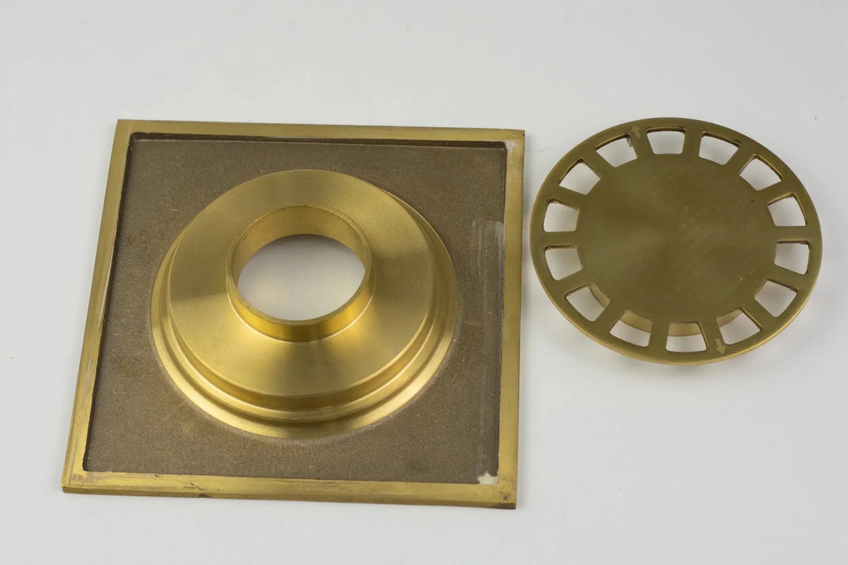Solid Brass Floor Drain, Unlacquered Square Shower Drain - BRASSDORIA