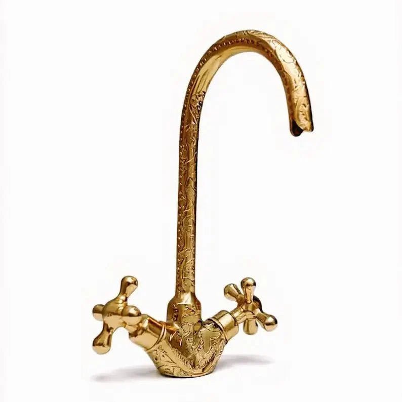Solid Brass Gooseneck Faucet for Bathroom - BRASSDORIA