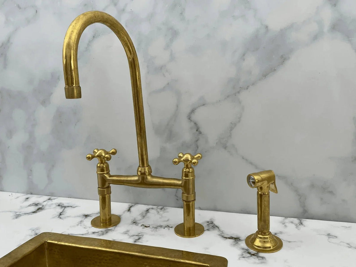 Solid Brass Kitchen Hand Sprayer, Side Sprayer - BRASSDORIA