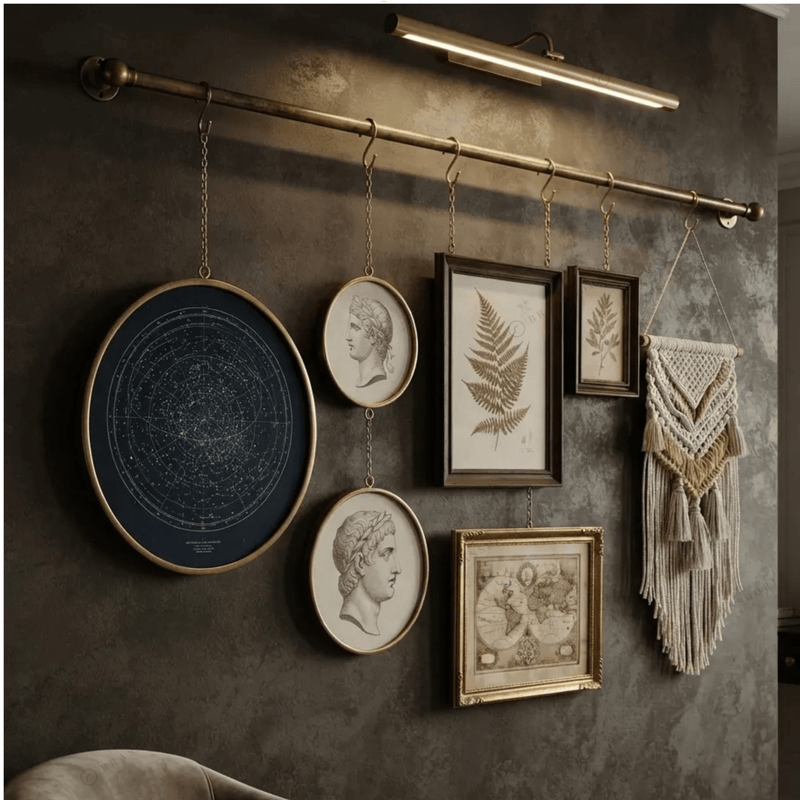 Solid Brass Picture Rail System – Gallery Wall Hanging Kit - BRASSDORIA