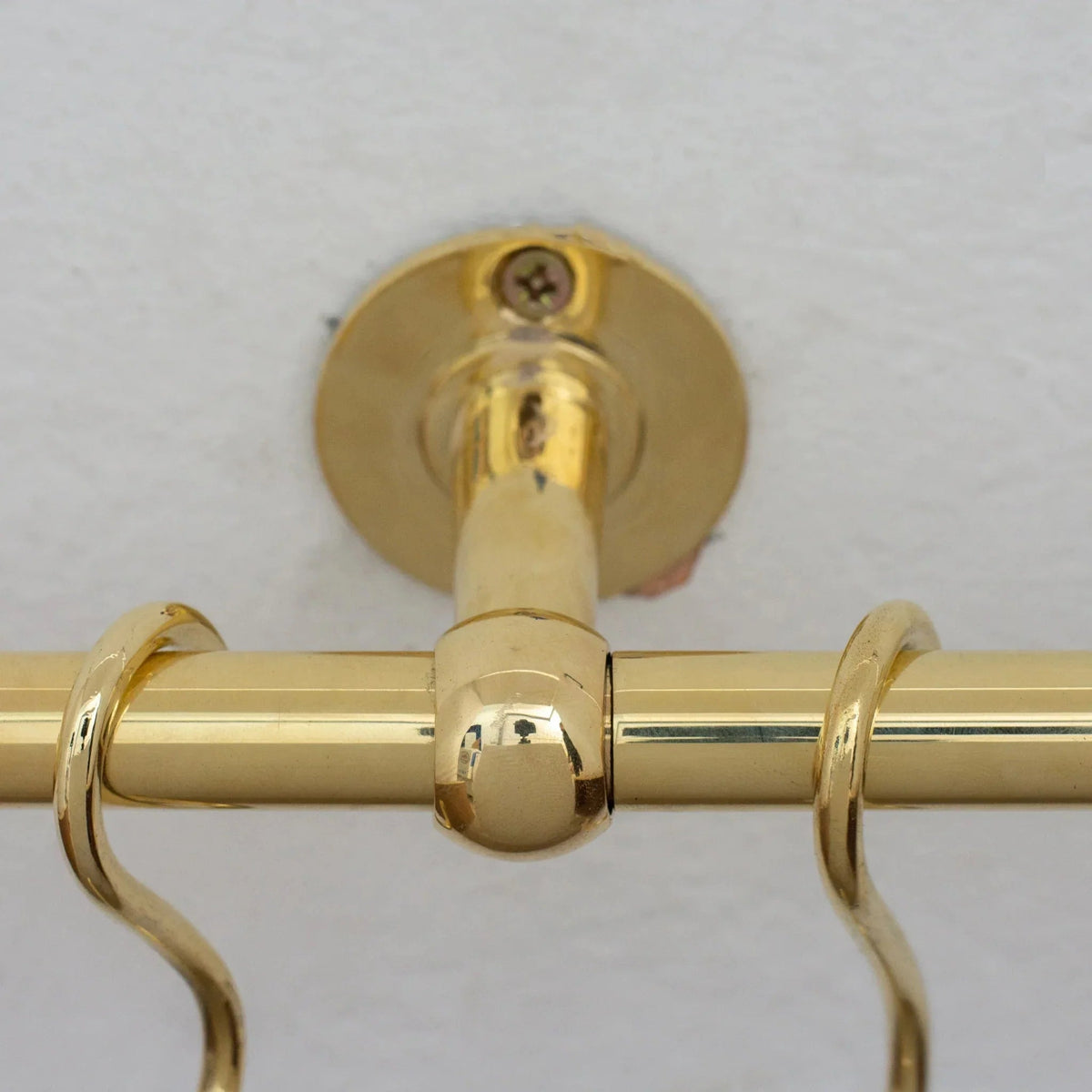 Solid Brass Pot Rail With Hooks, Unlacquered Brass Kitchen Pot Rack, Pot Hangers - BRASSDORIA