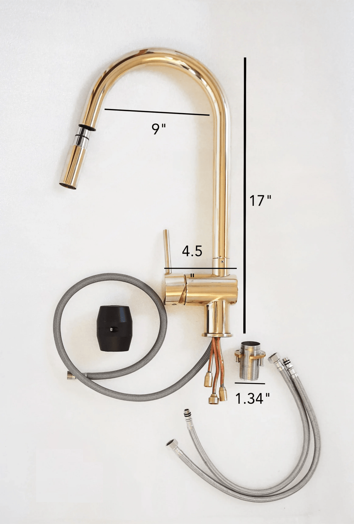 Solid Brass Pull Down Kitchen Faucet, Single Hole Kitchen Faucet - BRASSDORIA