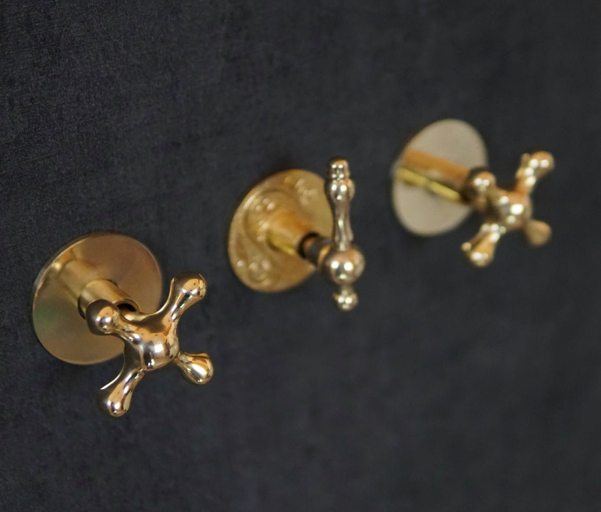 Solid Brass Rainfall Shower, Unlacquered Brass 2 outlet Shower Set - BRASSDORIA
